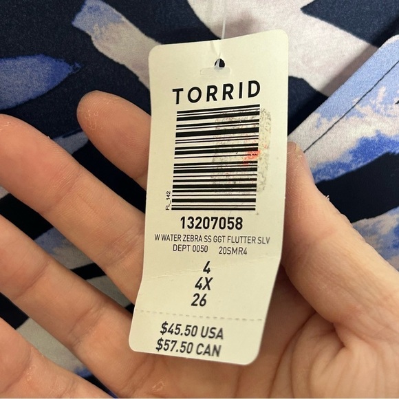 NWT Torrid Tops Torrid Navy Zebra Georgette Peplum Blouse - Picture 11 of 15